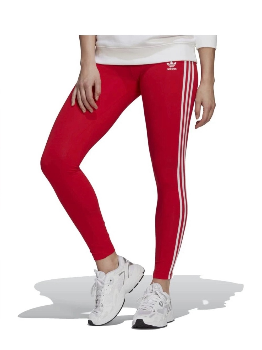 Adidas Originals Adicolor 3-Stripes Leggings Vibrant Red Size Large